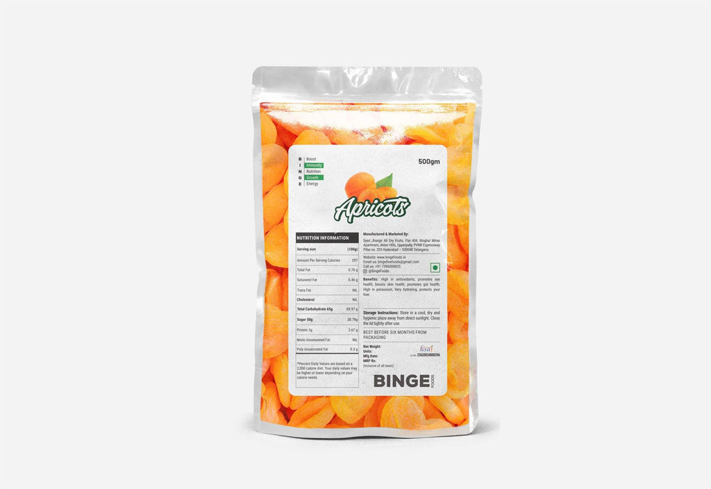Dried Apricots Seedless - Binge Foods