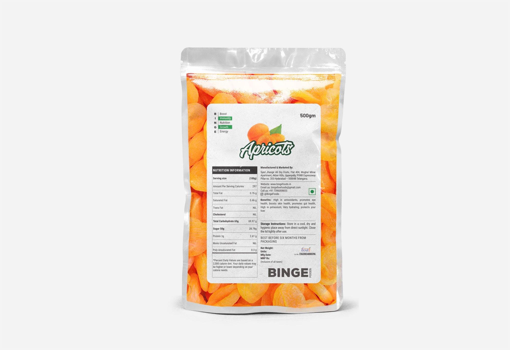 Dried Apricots Seedless - Binge Foods