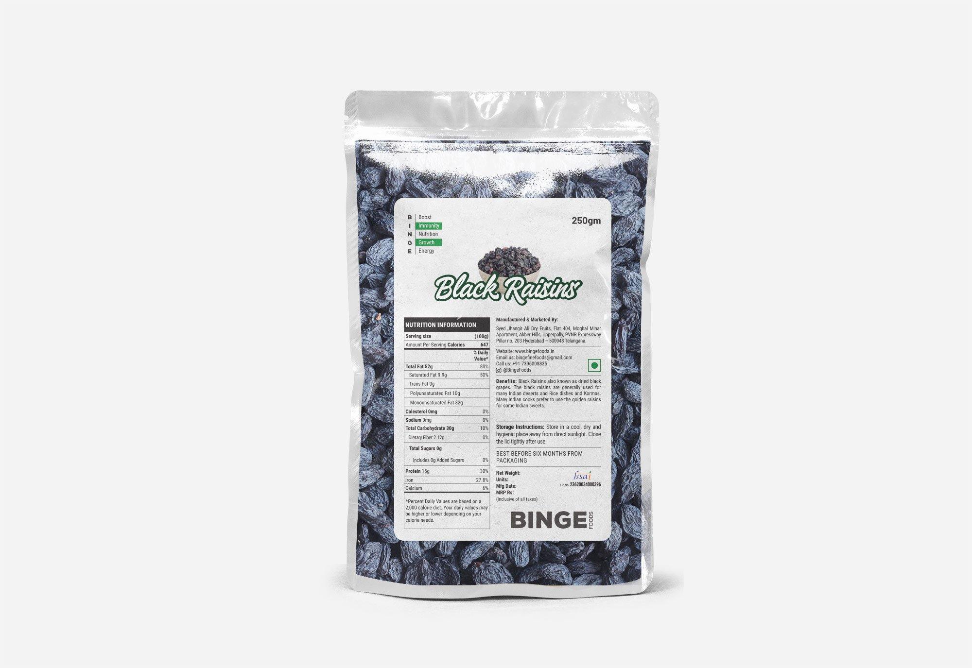 Premium Black Raisins - Binge Foods