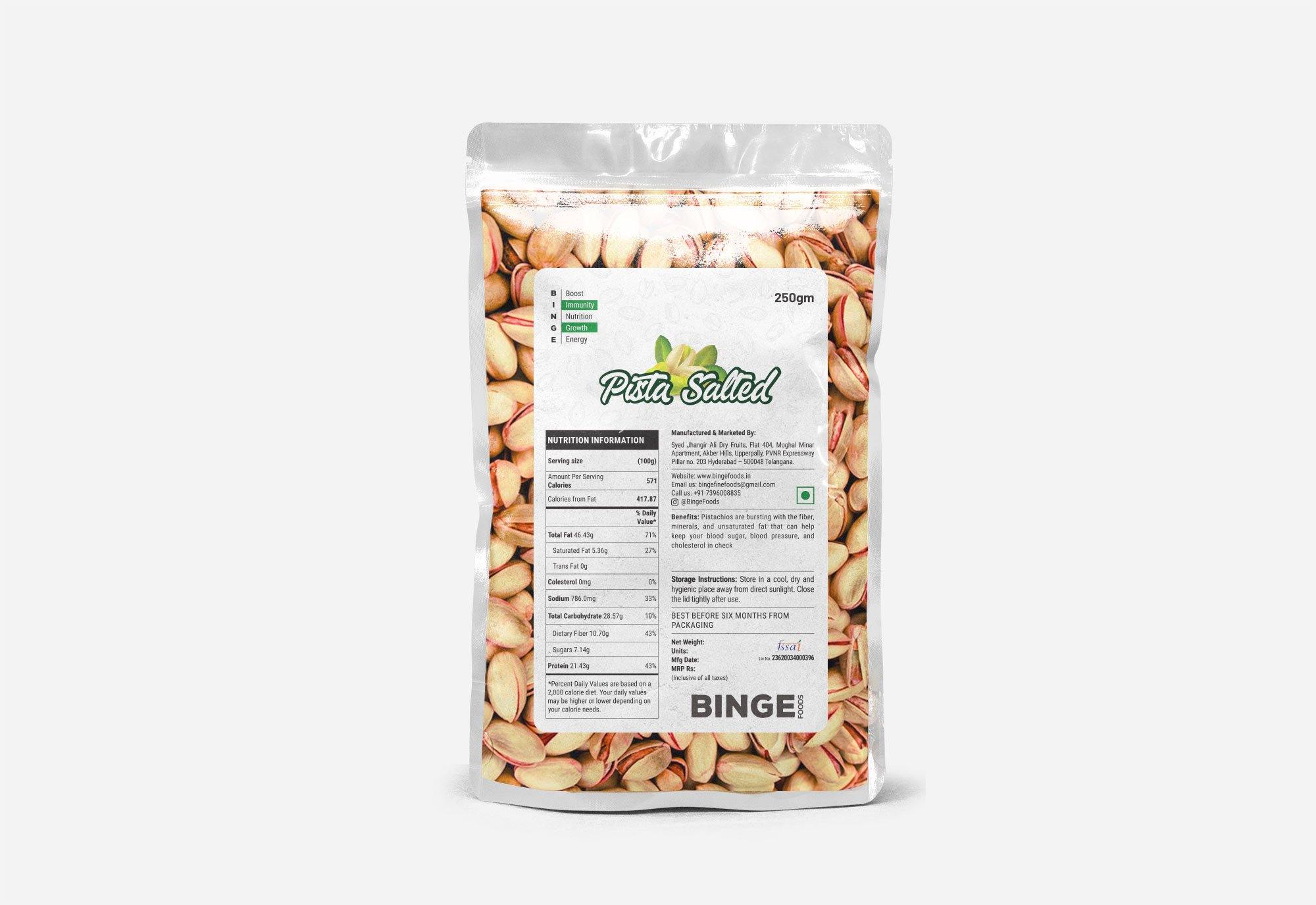 Salted Pistachio (Shelled) - Binge Foods